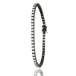 Bracciale tennis mm 3 in argento 925 placcato rutenio con zirconi bianchi cm 21